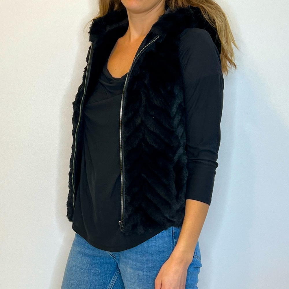 Armani Exchange Faux Fur Hooded Vest